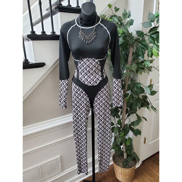 Lala Black Streetwear Autumn Fashion Skinny Slim Bodycon Jumpsuit Size Small - Picture 8 of 9